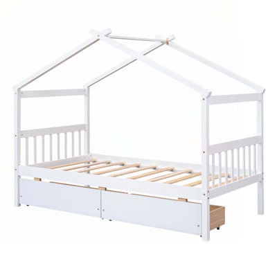 Lit en bois avec tiroirs