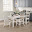 Ensemble de salle à manger de style campagne blanc 5 pièces avec chaises rembourrées et table rectangulaire pour cuisines douillettes