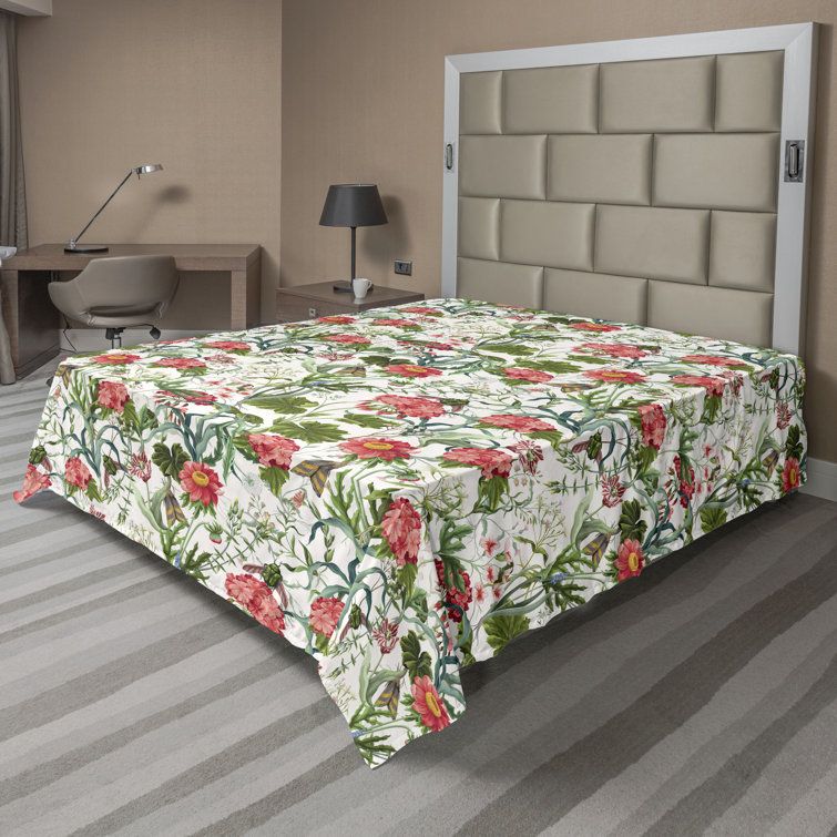 Ambesonne, drap plat floral pivoines, art botanique printanier