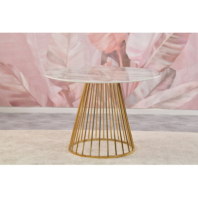 Jacques Pedestal Pristine Engineered Marble Dining Table