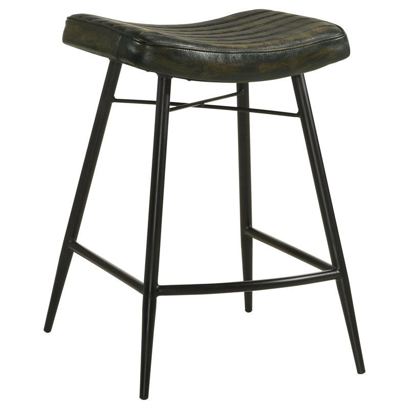 Tabouret de comptoir rembourré Amita, Espresso antique, H 25,5 po x l 18,5 po x P 19,5 po