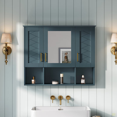 35 Inch 2-In-1  Wall Mounted Medicine Cabinet With Adjustable Shelves & Soft Close Doors, High-Define Mirror With Storage For Bathroom Vanity