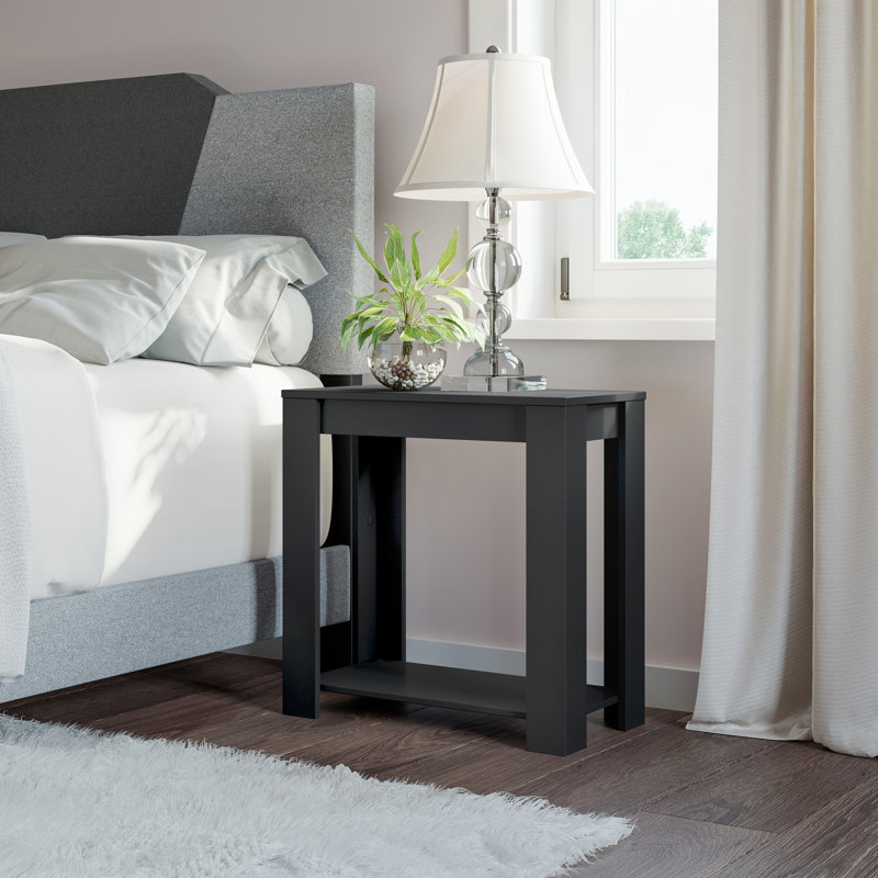 Boyd Sleep Brisbane Open Storage Nightstand, Low Profile End Table, Black