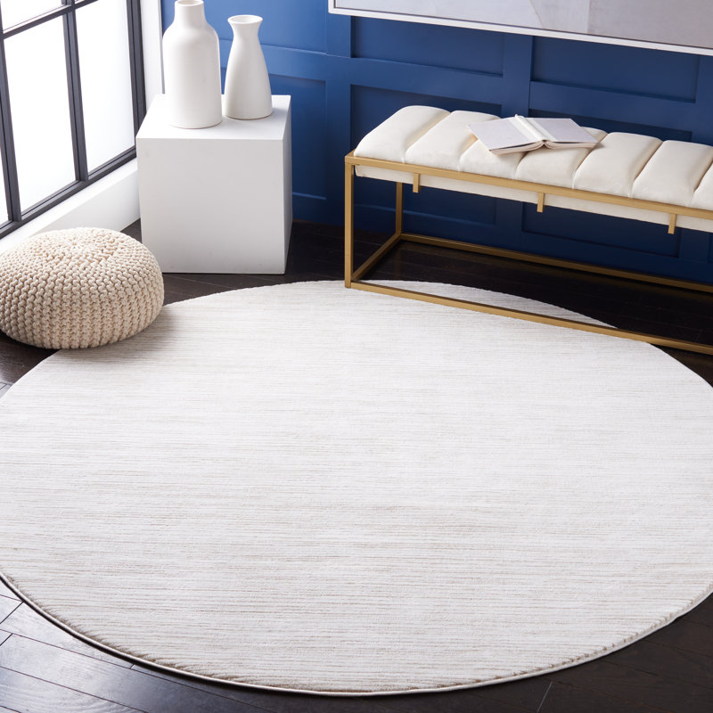 Vision Striped Area Rug In Ivory, Round 201 cm