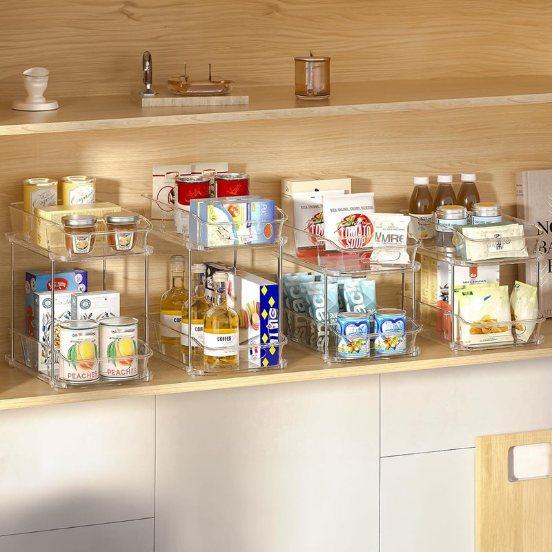 4 Pack Bathroom Organizers And Storage, 2 Tier Clear Under Sink Organizer, Pull Out Medicine Cabinet Organizer