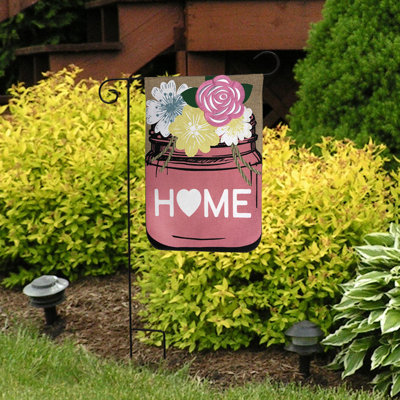 Home Mason Pot Spring Burlap Garden Flag