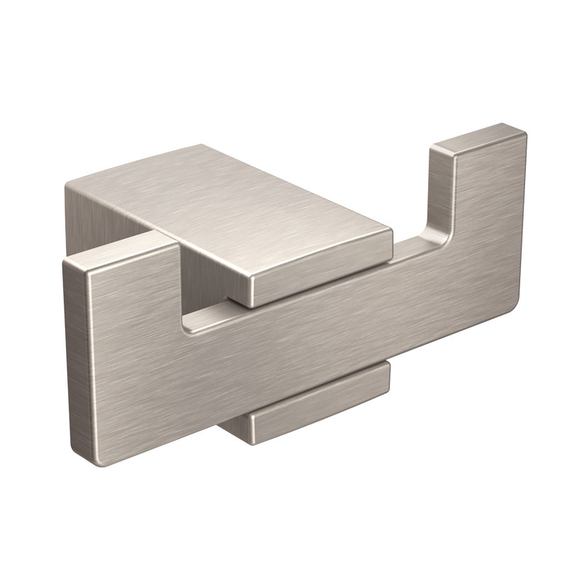 Kyvos Wall Mounted Double Robe Hook, Brushed Nickel