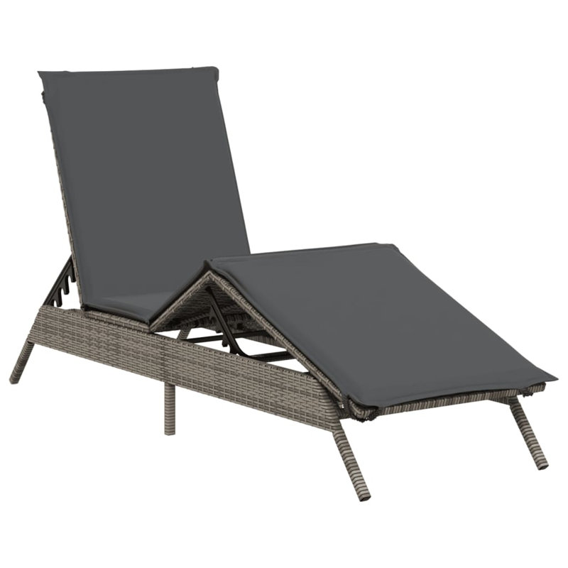  Chaise longue en rotin de polyuréthane gris, acier thermolaqué