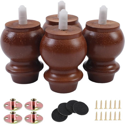 Mid-Century Modern Wood Furniture Legs - 3 Inch Sofa Legs Set Of 4, Sturdy Replacement Legs For Armchair, Recliner, Coffee Table, Dresser, And More