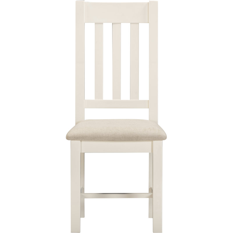Windsor 50.5cm H Fabric Upholstered Slat Back Side Chair, Ivory