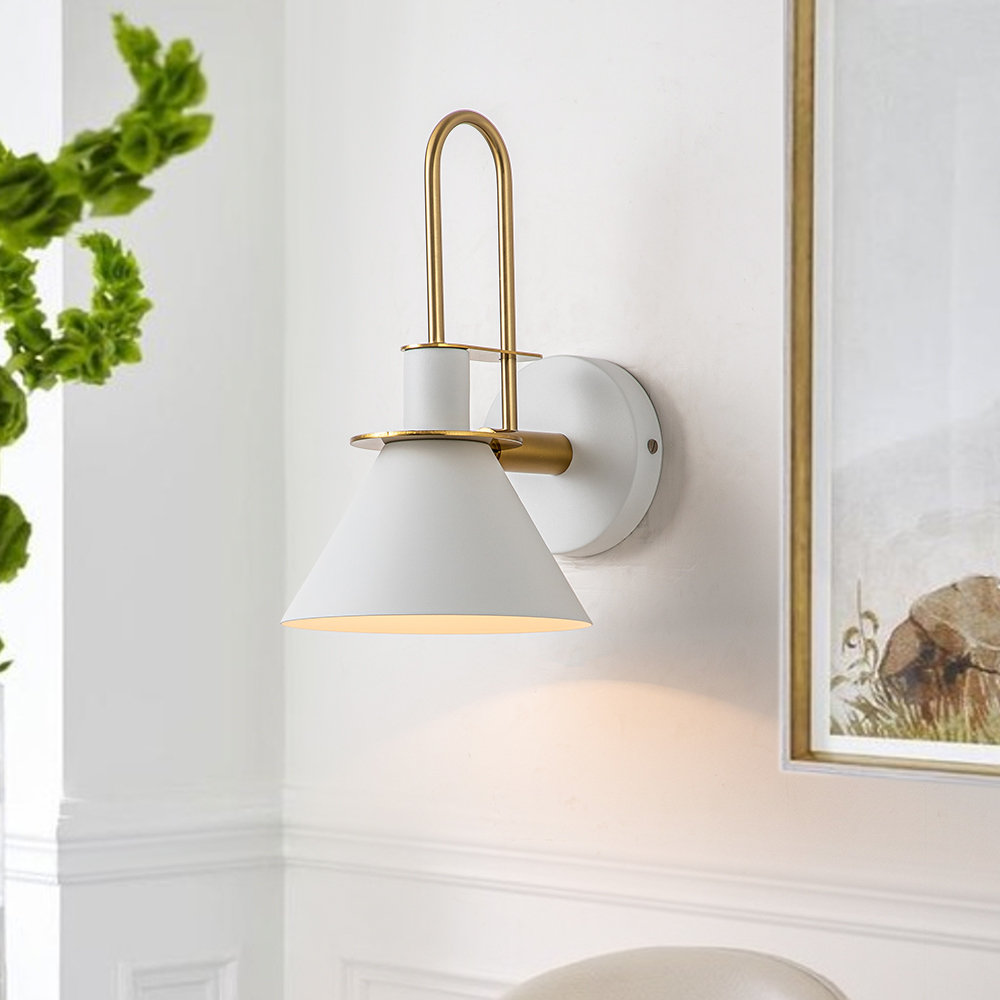 Jacoline Single Light Dimmable Armed Sconce, White