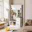 Rehaussez votre vestibule: banc moderne U-Can avec portemanteau et rangement, 3 tablettes et tiroirs - blanc et noyer