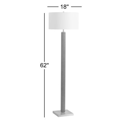 Tambo Floor Lamp -  Weathered Brass, White linen Shade, Dimmer
