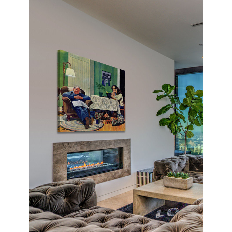 After Dinner At The Farm by John Falter - Wrapped Canvas Painting, 46cm H x 46cm W