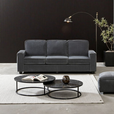 84.25-Inch 3-Seater Gray Corduroy Sofa – Modern Compact Living Room Furniture for Cozy & Stylish Spaces