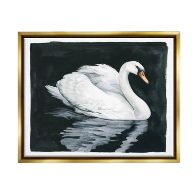 «Elegant Swan Reflection» par Grace Popp - peinture sur toile à cadre flottant