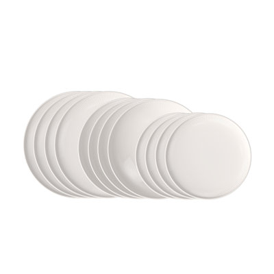 Villeroy & Boch Afina Collection 12 Piece Dinnerware Set, Premium Porcelain, Made in Germany, Rich Creamy White