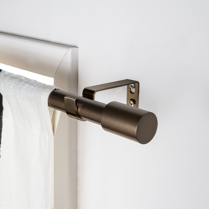 Salut Adjustable Single Curtain Rod, 48" - 84", Bronze