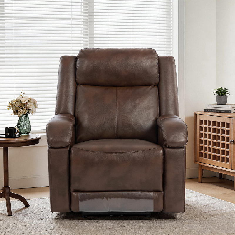Fauteuils inclinables électriques en simili cuir pour adultes, Marron foncé