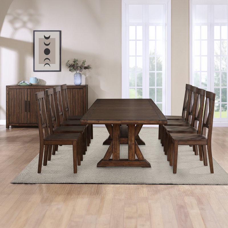 Auburn Dark Brown Rubber Wood Extendable Dining Table