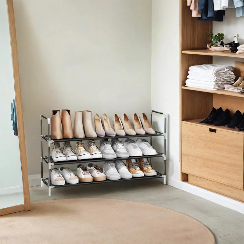 Shoe Rack, 22.8" H x 38.8" W x 11" D, Black