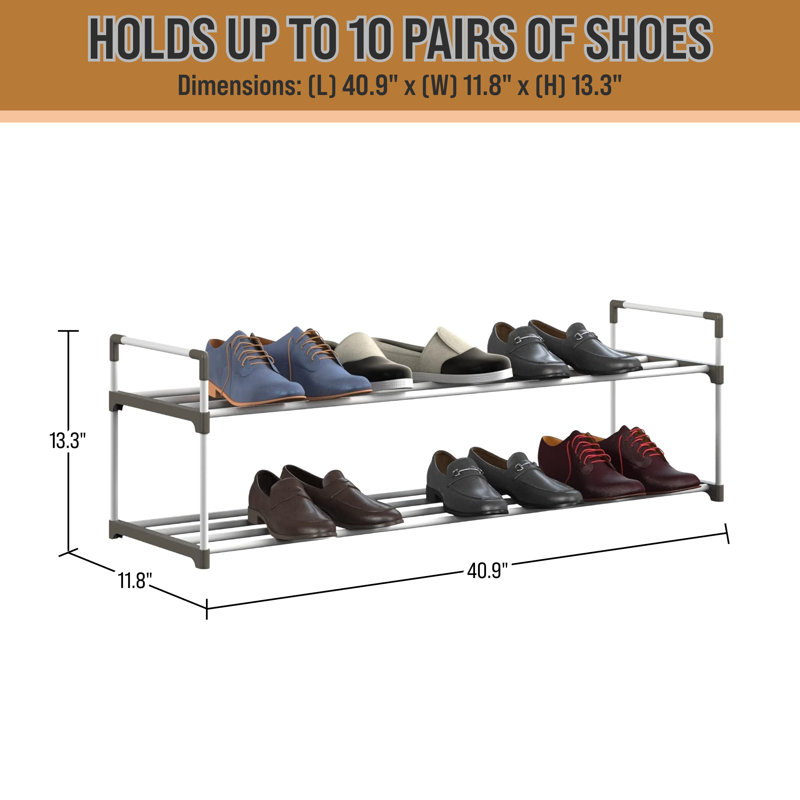 Range-chaussures 10 paires 2 pièces SR1002, Blanc / gris