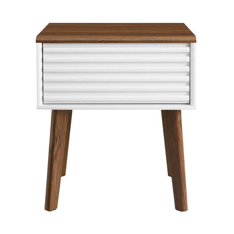Render End Table Nightstand, Walnut/White