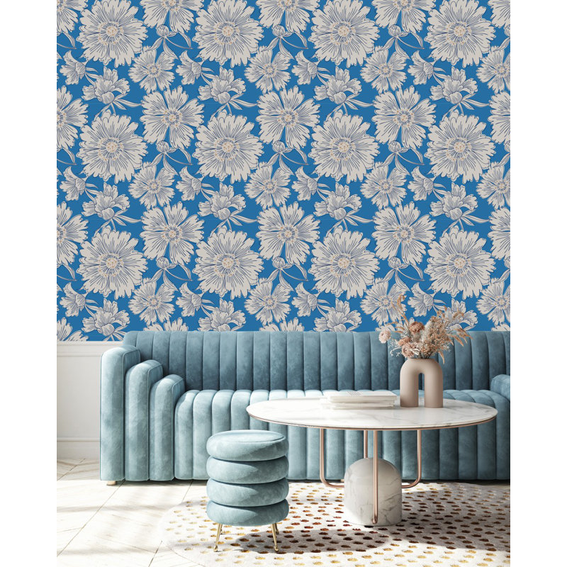 Peel & Stick Floral Tile, 2.08' W x 10.42' L