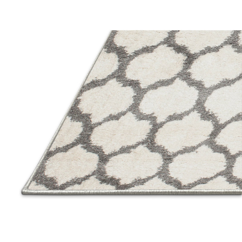 Tapis contemporain gris / crème, Rectangle 6 pi x 9 pi