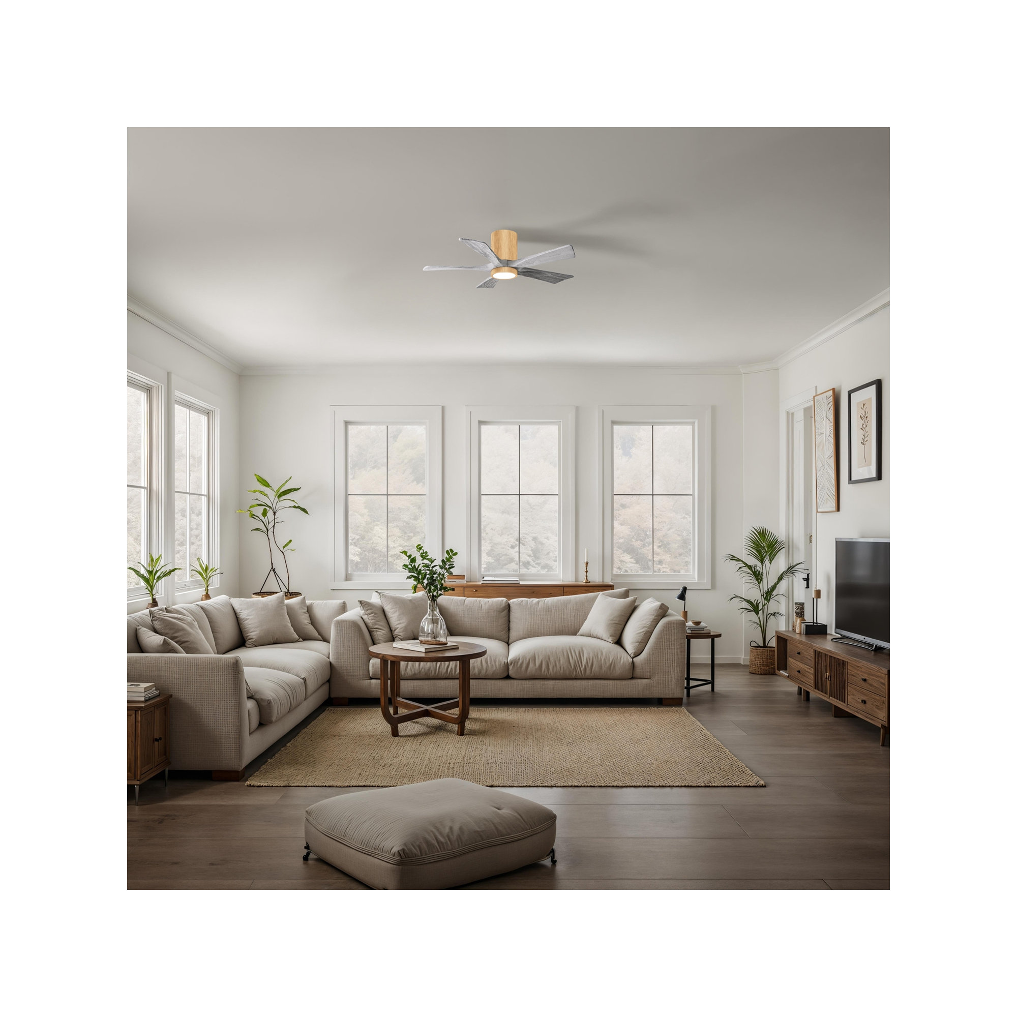 Irene 5 - Blade LED Ceiling Fan with Light Kit Included, Barn Wood Tone, Light Maple, 42"