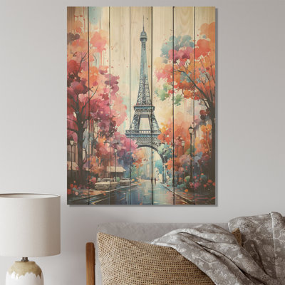 Colorful Paris Eiffel Tower - City Paris On Wood Print