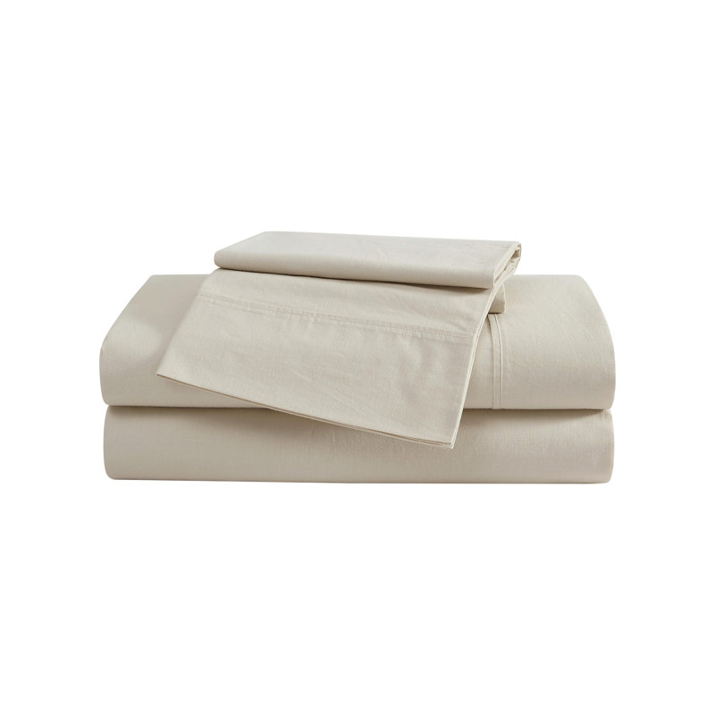 Eddie Bauer Solid Brushed Percale Cotton Sheet Set, Light Gray, Full Sheet Set + 1 Fitted Sheet + 2 Pillowcases