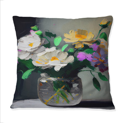 Still Life With Blossoming White Flowers IV - Floral Printed Throw Pillow