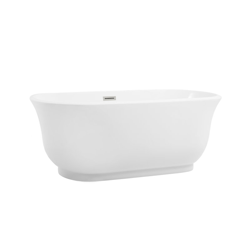 Chaylynn 59'' x 28'' Soaking Acrylic Bathtub, Brushed Nickel