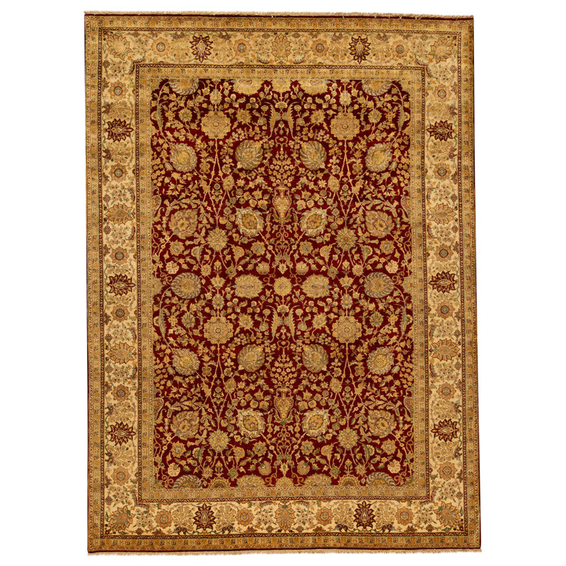 Tapis rouge et crème noué à la main de haute qualité