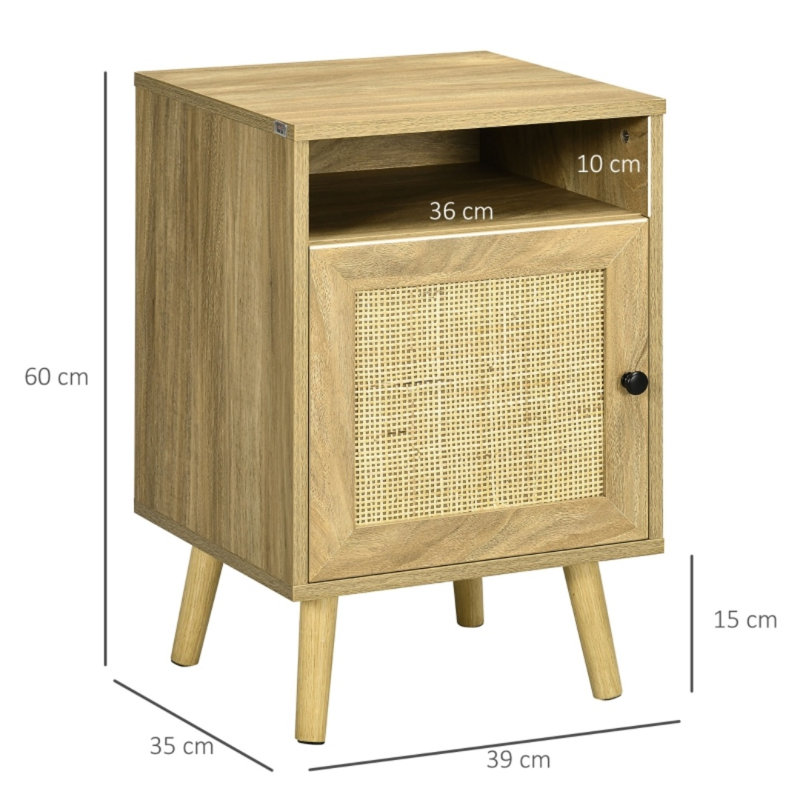 39cm W Engineered Wood Bedside Table