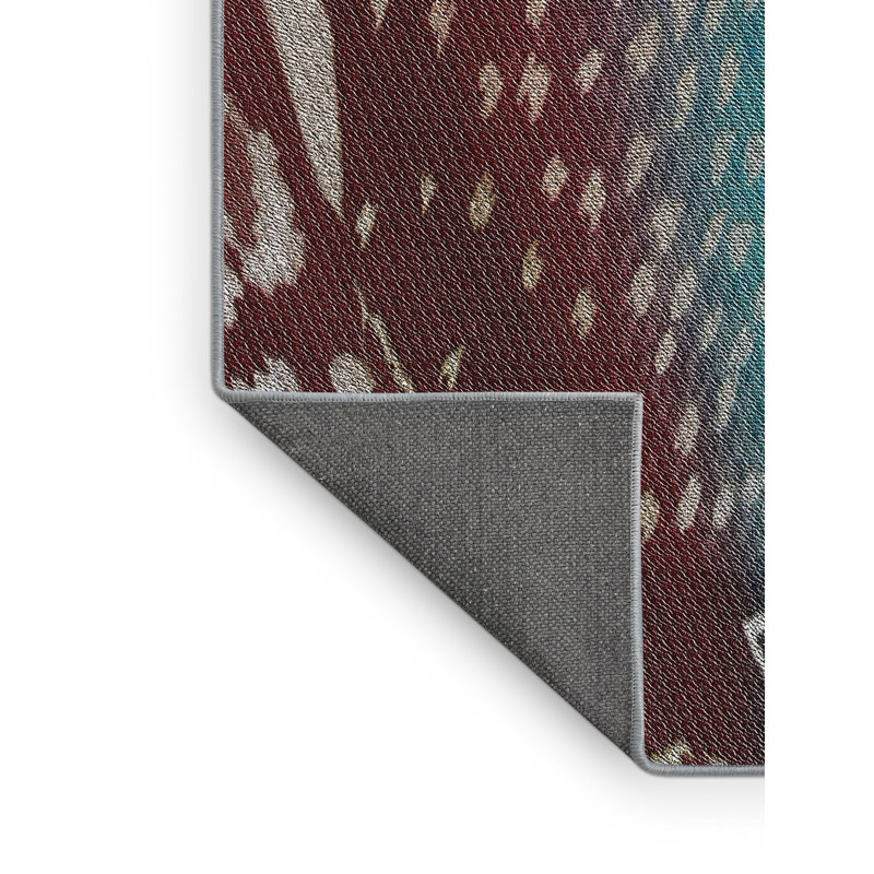 Bleu abstrait/Tapis décoratif marron, Rectangle 5 pi x 7 pi