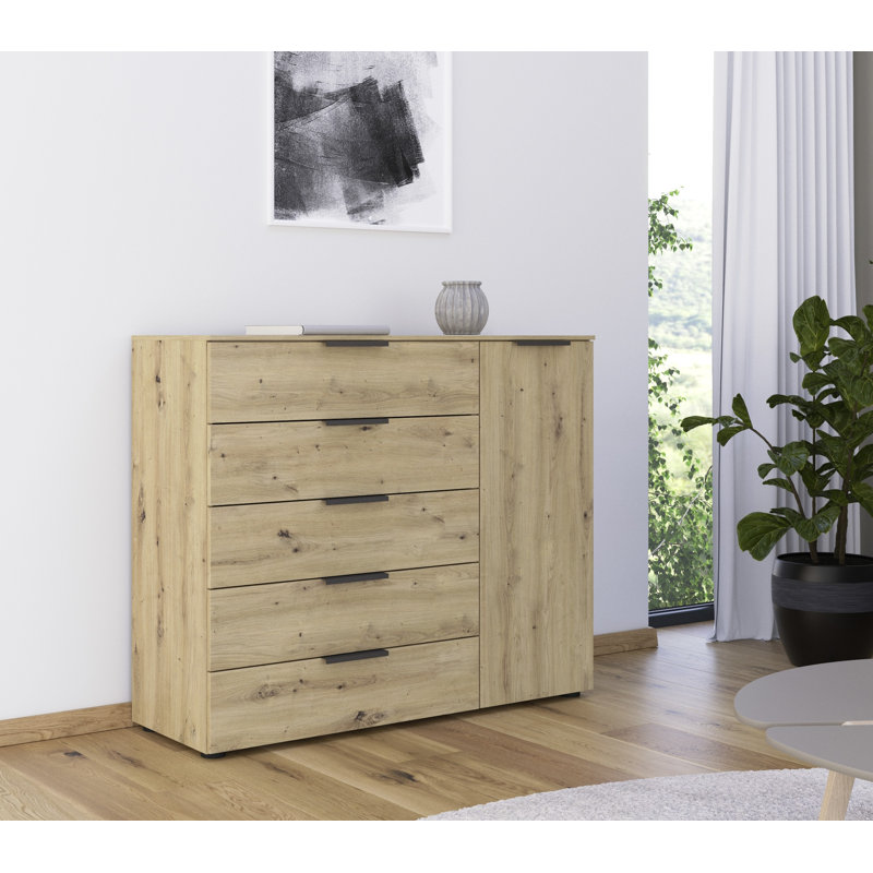 Flipp 5 - Drawer Chest of Drawers, Artisan Oak/Graphite