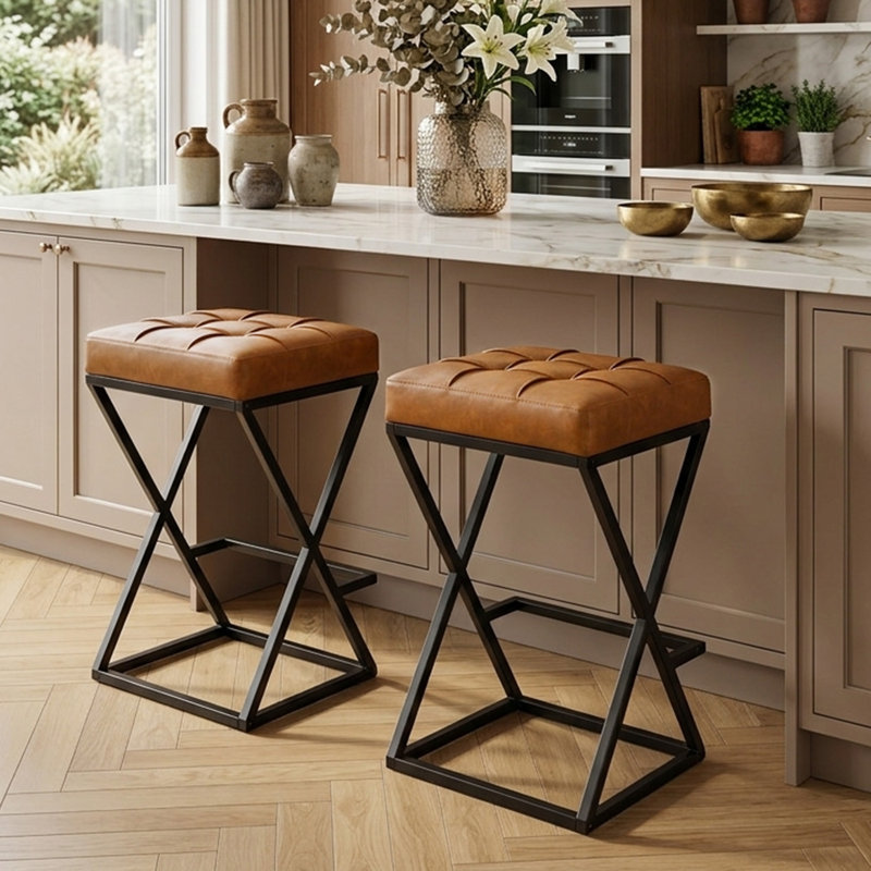 Tabouret de bar Mid-Century 26 po, Brun, 2