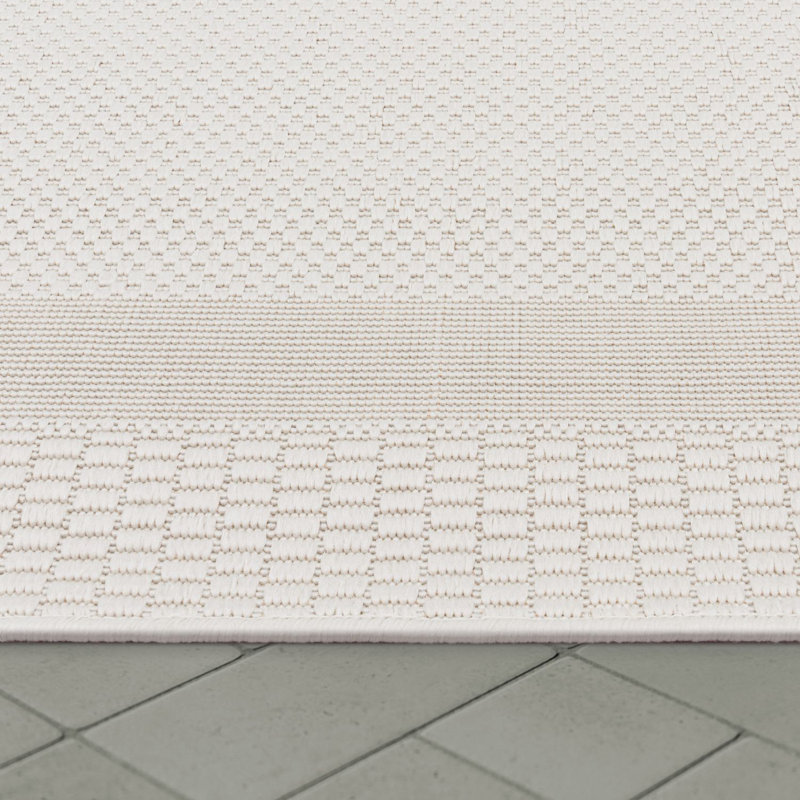 Jesilyn Machine Woven White Indoor/Outdoor Rug, Round 120cm