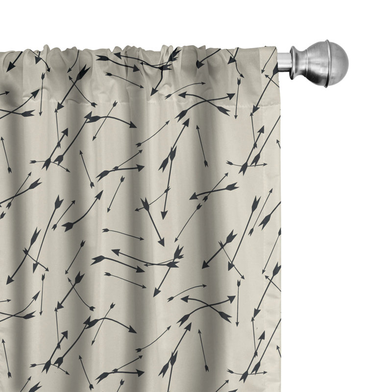 Minimalist Black and Beige Polyester Room-Darkening Curtain Panels