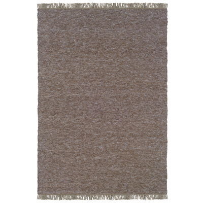 Brogan Berber Reversible Brown Wool Area Rug with Jute Core and Jute Fringe