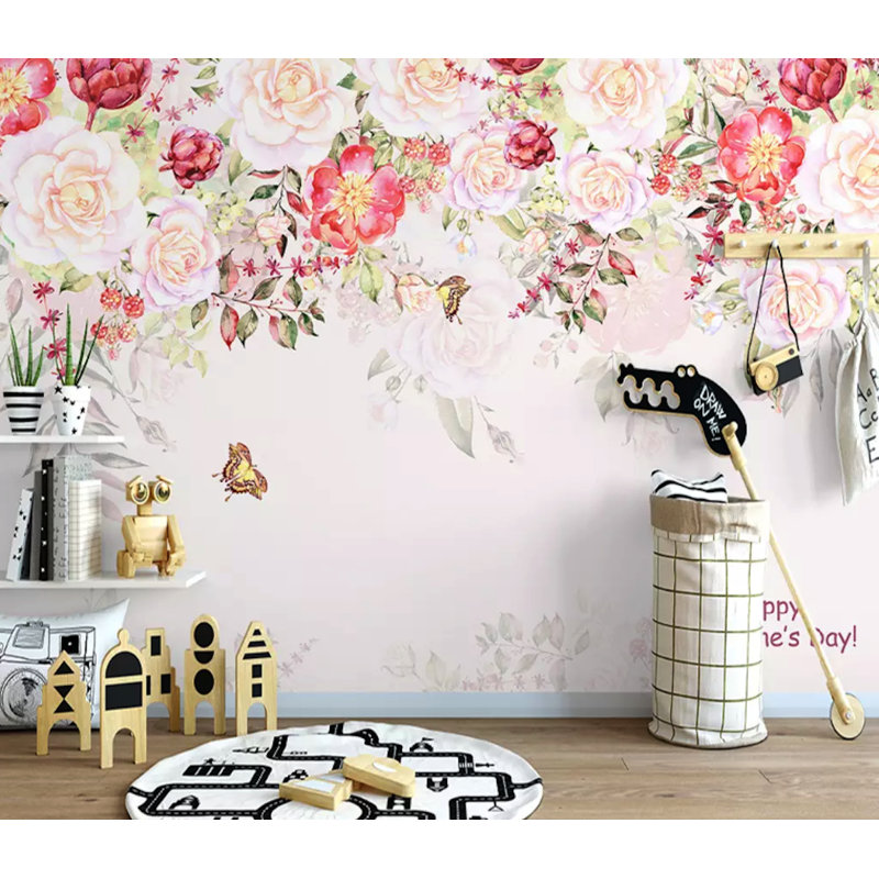 Floral Wall Mural, 8.83' L x 15.58' W