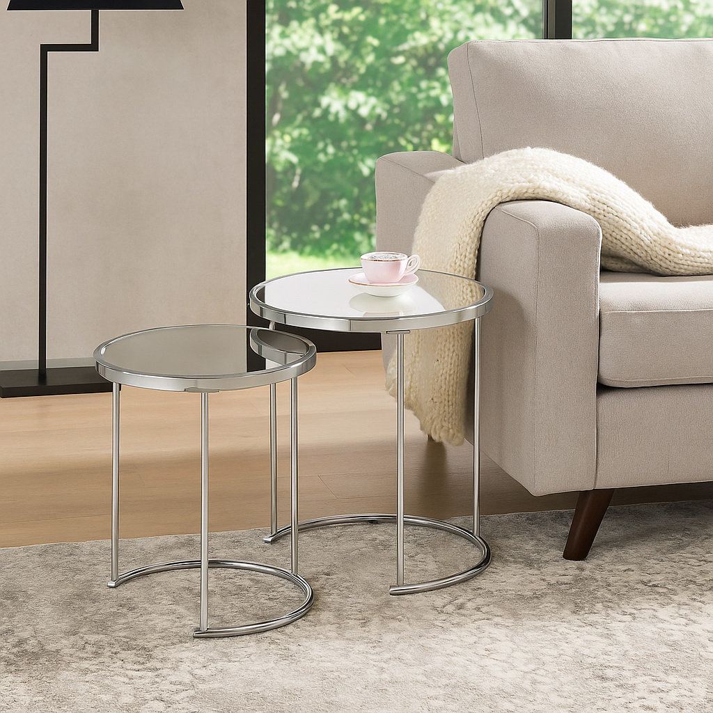 Middlewich Glass Top Frame Nesting Tables