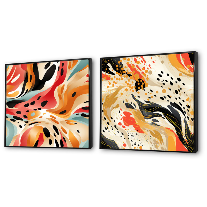 Cortne - ensemble de 2 reproductions d'art abstrait, H 36 po x l 73 po x P 1,5 po, Cadre noir