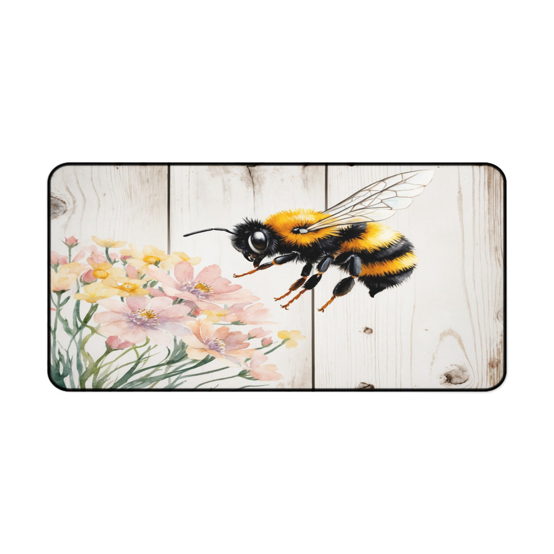 Bumblebee Watercolor Floral Desk Mat