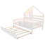 Structure de lit simple en bois avec lit gigogne, tablettes et éclairage pour enfants, blanc-160153180-160153170