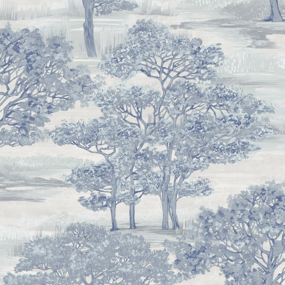 Forest Toile Self-Adhesive Wallpaper Roll, Blue