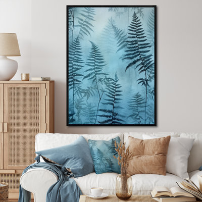 Blue Fern Fonds II - Floral Wall Art Living Room