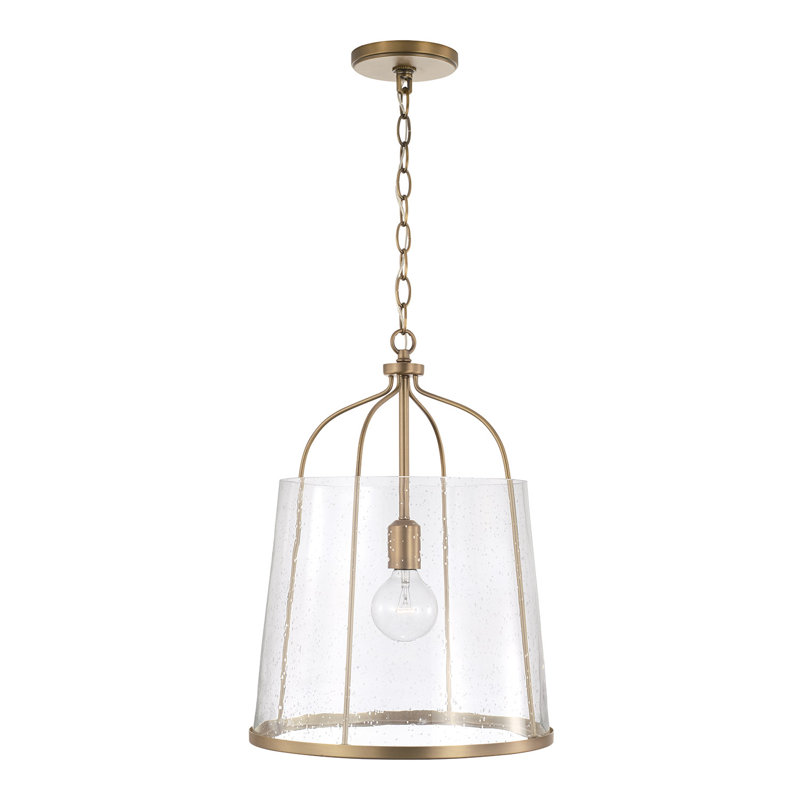 Luminaire suspendu transparent 1 lumière Madison, Laiton vieilli